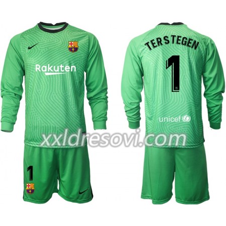 FC Barcelona Golmanski TER Stegen 1 Dječji Komplet dresovi za nogomet 2020-2021 M001 Dugim Rukavima (+ kratke hlače)